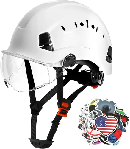 AOLAMEGS Casco de seguridad para la construcción con visera ANSI Z89.1, aprobado por la OSHA, casco de seguridad de construcción, cascos blancos Un