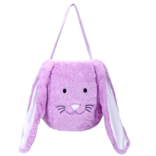 Miniatura 9 de Cesta de conejo de Pascua de felpa, cubos de Pascua con monograma con orejas largas de felpa, bolsas de regalo de Pascua para caza de huevos, bolsas