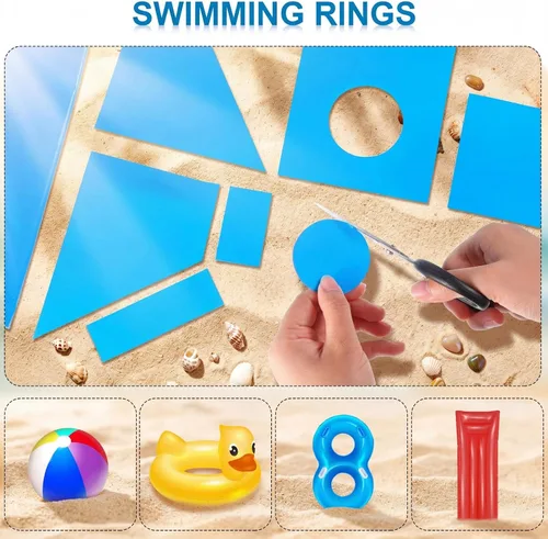 Miniatura 4 de Nuanchu Parche de vinilo autoadhesivo de reparación de PVC de 12 x 40 pulgadas para casa de rebote, natación, piscinas sobre el suelo, lanchas Azul