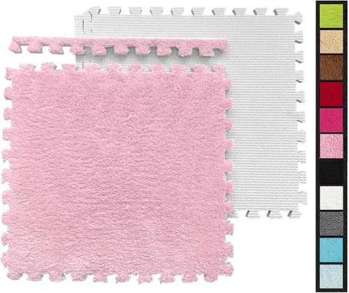 Miniatura 15 de 12 piezas de baldosas de alfombra de espuma entrelazadas para niños con borde, cuadrados gruesos de alfombra de felpa, tapetes de juego para el Negro