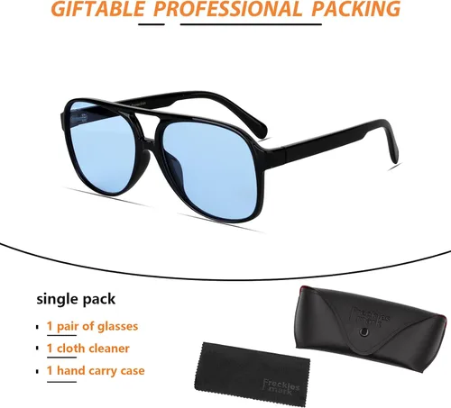 Miniatura 7 de Lentes de sol vintage retro de los años 70 para mujer y hombre, montura clásica, cuadrada y grande estilo aviador, lentes naranjas de moda UV400