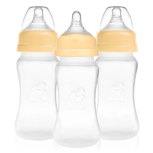 Miniatura 9 de Nenesupply Biberones de silicona para recién nacidos, biberones de alimentación de flujo lento para bebés amamantados, cuello ancho, 8 onzas