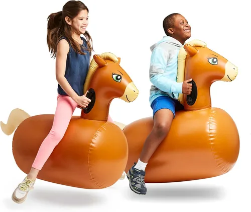 Miniatura 16 de Hearthsong Hop N Go Toro Inflable para Montar Juguetes Saltarines Rebotadores para Niños de 5+ Años - Juguetes Saltadores Montables de Animales