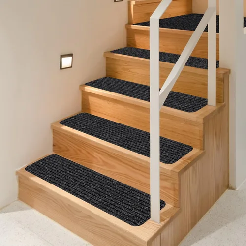 Miniatura 7 de Alfombras Antideslizantes para Escaleras, 7.8" X 30" (Paquete de 7) Alfombra de Escalera para Interiores y Exteriores, Alfombrillas Antideslizantes