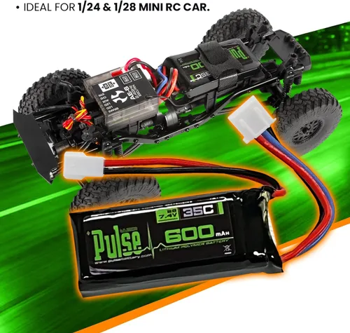 Miniatura 5 de Pulse 600mah 2S 7.4V 35C LiPo Batería Molex 51005 compatible con Furitek Fury FX118, HobbyPlus CR18P EVO, FMS FCX24 K5, FMS FCX24 Smasher V