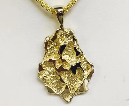 Miniatura 4 de TEX Colgante de pepita de oro amarillo de 14 k, 1.732x1.063 in