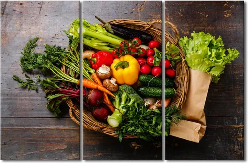 Miniatura 25 de Arte de pared con frutas y verduras, surtido de frutas y verduras frescas, lienzo, pósteres de pintura de frutas y verduras, decoración de pared, 3