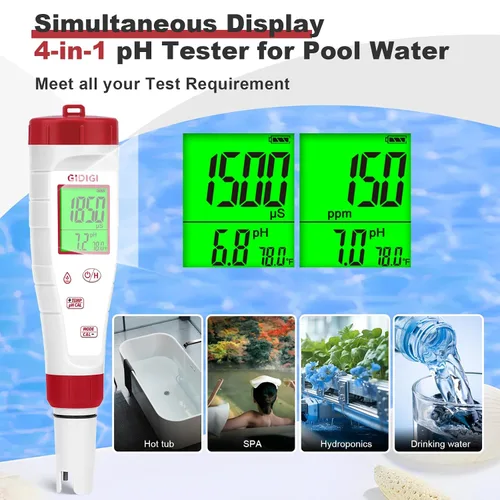 Miniatura 5 de Probador de pH, medidor de pH digital para agua, nueva versión de medidor TDS para agua potable con pantalla retroiluminada que muestra