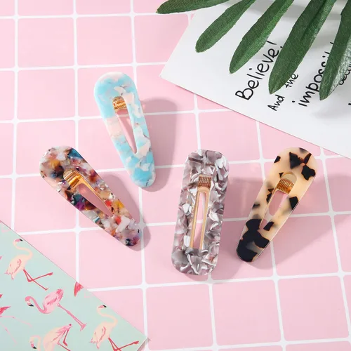 Miniatura 5 de 12 pinzas para el cabello de resina acrílica, pinzas geométricas de cocodrilo, pasadores acrílicos coloridos para mujeres, adolescentes y niñas