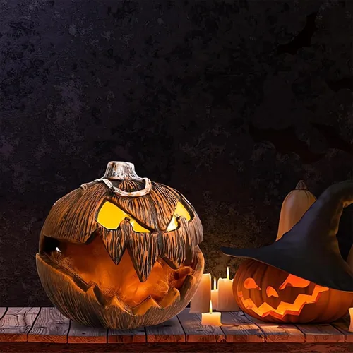 Miniatura 2 de Iluminación de calabaza de calabaza de Halloween – Decoración de calabaza de Halloween 2023, decoración de calabaza de Halloween con boca abierta
