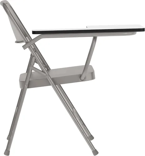 Miniatura 6 de EMMA + OLIVER Silla plegable de acero prémium con brazo para tableta para diestros
