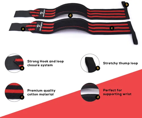 Miniatura 3 de AQF - Muñequeras para levantamiento de pesas - Aprobado por USPA e IPL, soporte de muñeca de 18 pulgadas para gimnasio con bucle para el pulgar
