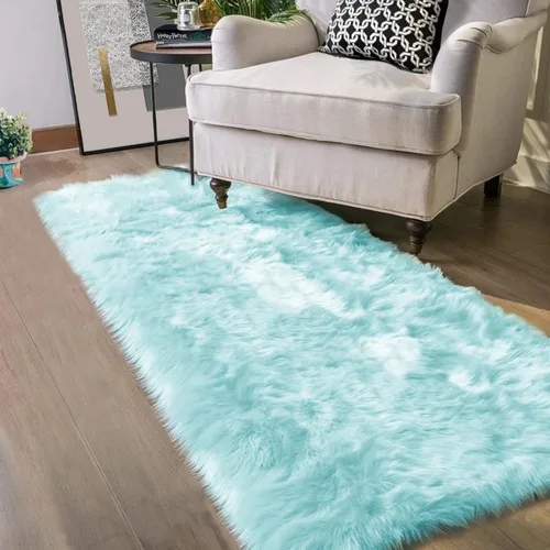 Miniatura 54 de Latepis - Tapete rectangular de piel sintética tipo lana de oveja suave, esponjosa y lavable para sala de estar, dormitorio, sala de juegos o Blanco