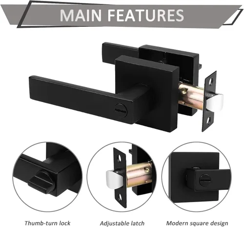 Miniatura 3 de Probrico - Juego de 10 manijas de puerta de privacidad, manijas de puerta de color negro mate resistentes, sin llave, juego de perillas de puerta