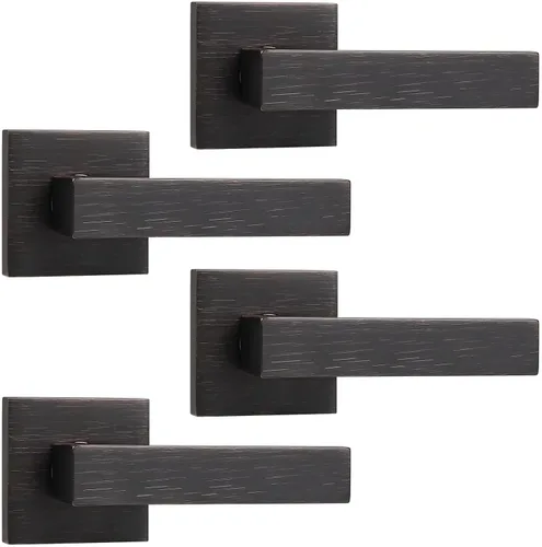 Miniatura 10 de Probrico - Manija de puerta falsa de 2 unidades, color bronce aceitado, para puertas francesas, palanca falsa cuadrada, manija de puerta de un solo