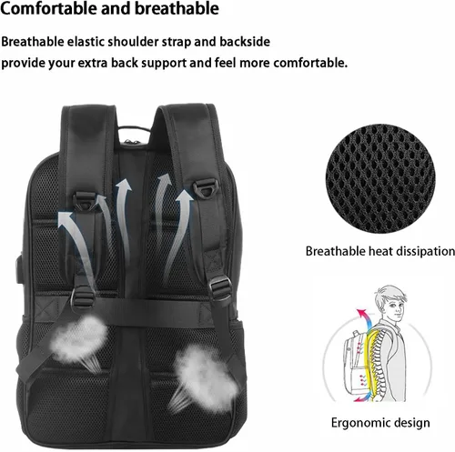 Miniatura 4 de 14W Solar Backpack - Waterproof, Smart USB Charging Backpack, Ergonomic Multifunction Laptop Bag Outdoor Hiking Backpack, Perfect for Business