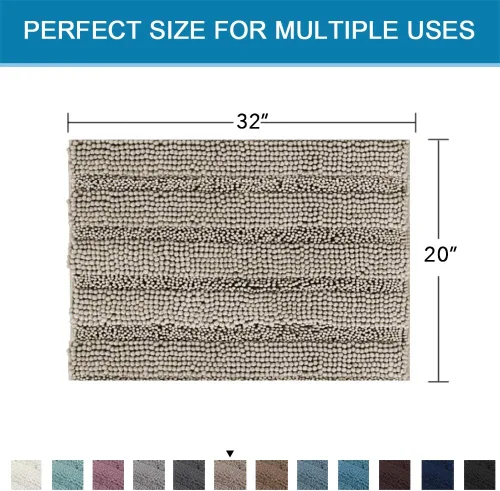 Miniatura 370 de H.VERSAILTEX Alfombras de baño para cuarto de baño, antideslizantes, tapetes de baño extragruesos, de felpilla, a rayas, alfombra de 20" x 32