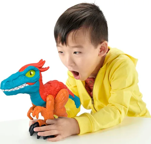 Miniatura 3 de Fisher-Price Imaginext Jurassic World Dominion - Juguete de dinosaurio Pyroraptor XL Poseable de 10 pulgadas para juegos de simulación, niños a