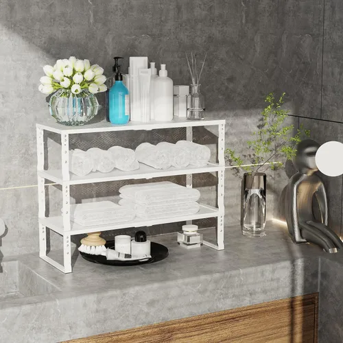 Miniatura 4 de Jojocross Organizador de Cocina Apilable Ajustable Expandible, Estante para Especias, Estantes de Almacenamiento de Despensa de Metal, Estante de 3