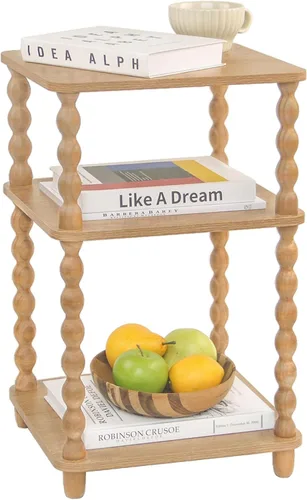 Miniatura 10 de Fultyle - Mesa auxiliar, mesa auxiliar pequeña con estante abierto de 3 niveles, mesita de noche moderna para sala de estar, dormitorio, oficina