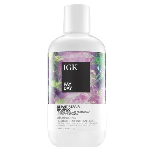 IGK PAY DAY Champú de reparación instantánea | Reparación de enlace para cabello dañado y sobreprocesado | Cuidado sin sulfatos para cabello teñido