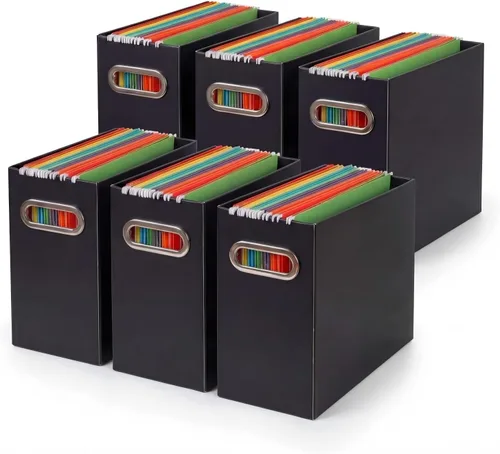 Miniatura 23 de Caja organizadora de archivos plegable con asa, 12.20 x 5.11 x 9.84 pulgadas, organizador de archivos para el hogar u oficina, pequeña caja de Negro