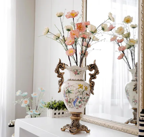 Miniatura 8 de Magcolor Jarrón de cerámica blanca de mesa alta para flores de hierba de pampas, 16.1 pulgadas de alto, diseño único jarrón de cerámica agrietada