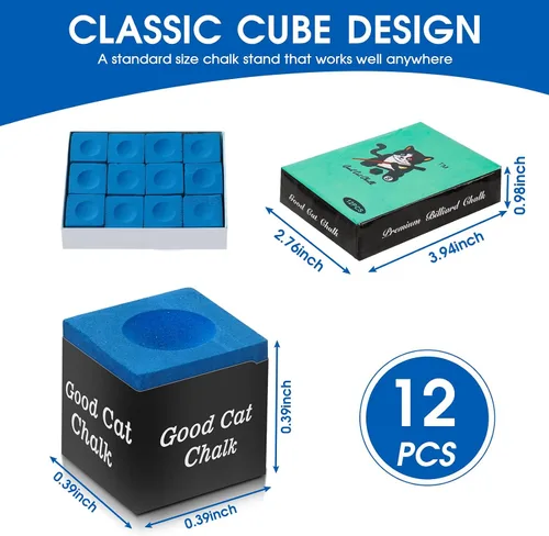Miniatura 2 de Nano - Tiza para taco de billar profesional, paquetes a granel disponibles (12 unidades, 24 unidades, 144 unidades), agarre duradero, antimiscue