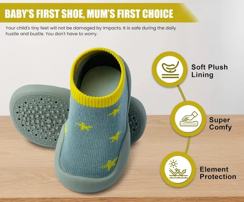 Miniatura 5 de Zapatos de bebé para niños y niñas, zapatos de primera caminata, antideslizantes, suela suave, zapatos de calcetín para bebés