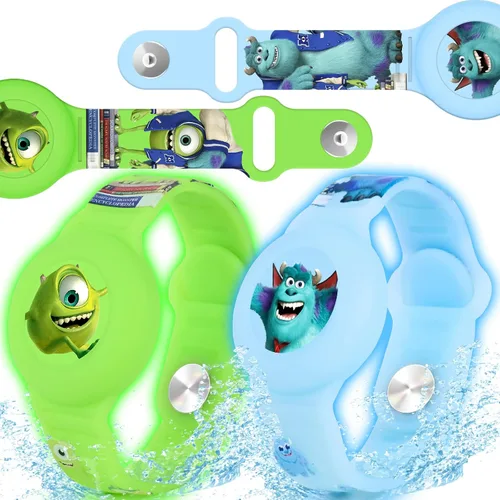 Miniatura 13 de Pulsera impermeable de Airtag para niños [Paquete de 2], lindo soporte de Air Tag con diseño oculto de dibujos animados para niños con cobertura