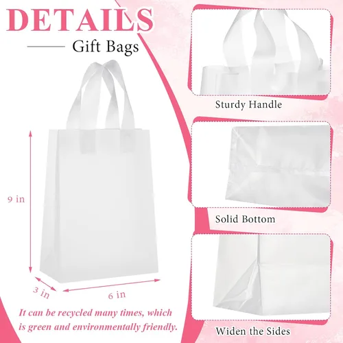 Miniatura 2 de Amylove 80 bolsas de regalo transparentes a granel con asa, bolsa de plástico esmerilado, embalaje reutilizable, envoltura de golosinas