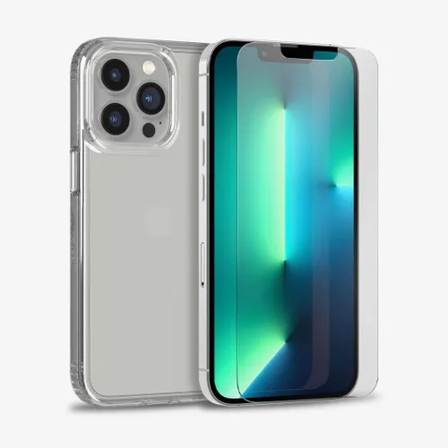 Tech21 Evo - Paquete de vidrio transparente e impacto para iPhone 13 Pro Max, funda protectora con protección contra caídas múltiples de 12 pies y