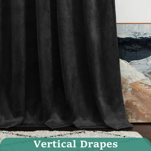 Miniatura 4 de HOMEIDEAS Cortinas opacas de terciopelo negro, 52 x 84 pulgadas, suaves y gruesas, para oscurecer la habitación, con aislamiento térmico, bolsillo