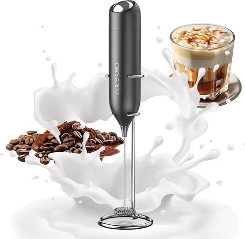 Miniatura 20 de CIRCLE JOY Espumador de leche recargable de mano, cabezal de batidor de doble bobina, espumador de café eléctrico, varilla espumadora de mano