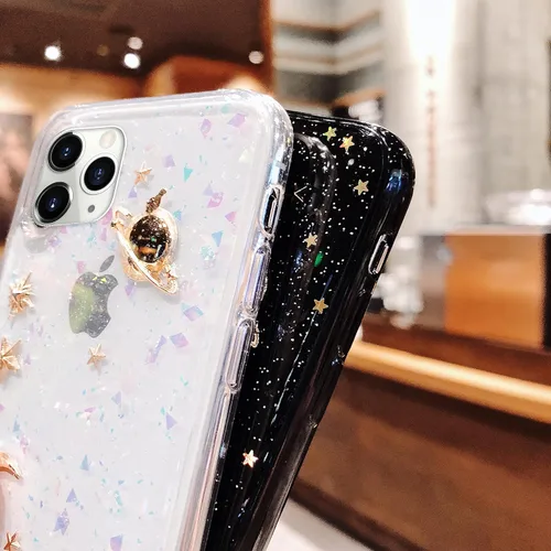 Miniatura 7 de Funda para Apple iPhone 11 Pro Max 3D Bling Planet Glitter con Space Sparkle Moon Star Universe Flexible Soft TPU Protección a prueba de golpes