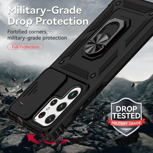 Miniatura 5 de Funda para Samsung Galaxy S22 Ultra con cubierta para lente de cámara, protector de pantalla HD, probado contra caídas de grado militar, soporte