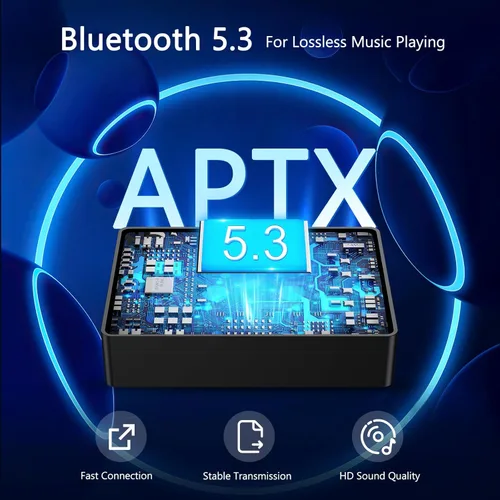 Miniatura 2 de LOFICOPER Receptor transmisor Bluetooth, aptX adaptador de audio Bluetooth de baja latencia, adaptador inalámbrico AUX/RCA Bluetooth 5.3 de largo
