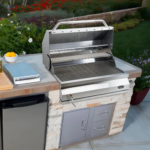 Miniatura 7 de Hygrill - Cabezal de parrilla de carbón para cocina al aire libre, parrilla integrada de acero inoxidable de 32 pulgadas con capucha aislada