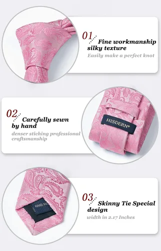 Miniatura 97 de HISDERN Corbatas para hombre, corbata de cachemira y bolsillo cuadrado tejido clásico floral para hombre, corbata de fiesta de boda