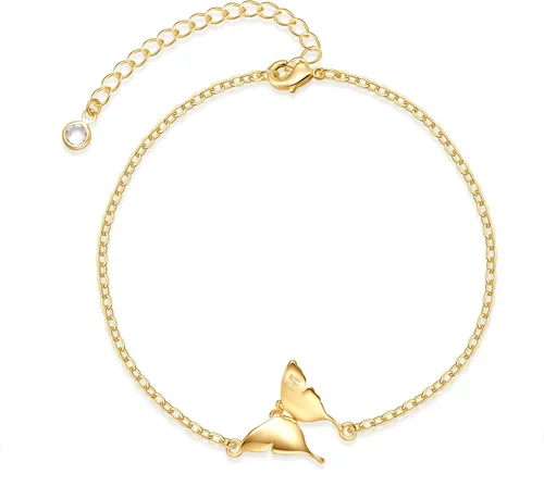 BRIJEWLIC Butterfly Bracelet Gold Bracelets for Women, 14K Gold Plated Butterfly Cute Bracelets Initial Bracelets for Women Teen Girls Gifts Gold