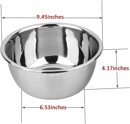 Miniatura 2 de meleg otthon Cuenco de acero inoxidable, ensaladera de 3 cuartos de galón, cuencos de metal, lavabo de acero inoxidable, borde más profundo 9.5