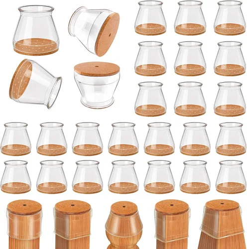 Miniatura 12 de 24 piezas de protectores de patas de silla marrón, almohadillas de fieltro para muebles con cubiertas de silicona para sillas, protectores de patas