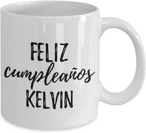 Miniatura 2 de Feliz Cumpleanos Kelvin - Taza de café con nombre personalizado, 11 onzas