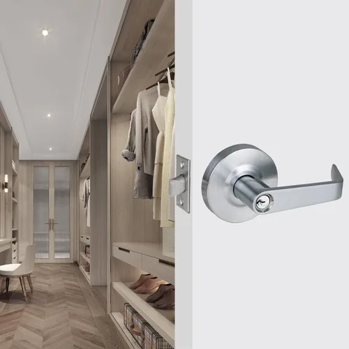 Miniatura 6 de Manija de puerta de almacén comercial resistente, manija de puerta ADA de grado 2, acabado en cromo satinado, manija ergonómica UL de 3 horas