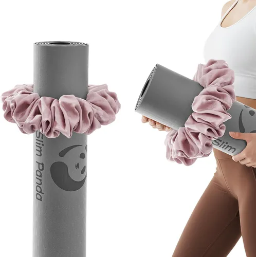Miniatura 11 de Slim Panda Tapete de yoga Scrunchie, asegura tu tapete con estilo y linda, correa de transporte de tela de terciopelo elástica duradera que se