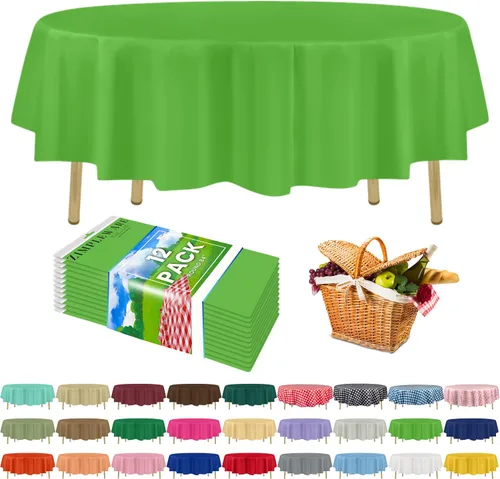 Miniatura 92 de Zimpleware - Mantel redondo de plástico para fiestas de 213 cm (84 pulgadas) de diámetro (paquete de 1, 6 y 12 unidades)