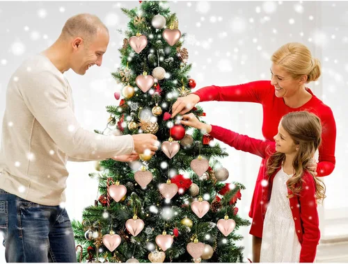 Miniatura 16 de Adornos de corazón para el día de San Valentín: 3 adornos con forma de corazón para árbol de Navidad y para colgar como decoración en el día de San