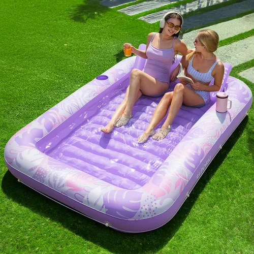 Miniatura 11 de Flotador inflable de bronceado para piscina Sloosh, 70 x 46 pulgadas, flotadores de piscina para adultos con almohada, 4 en 1, balsa de baño de sol