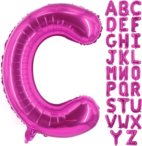 Miniatura 29 de Lovoir Globos grandes de 40 pulgadas de color rosa intenso con la letra H de gran tamaño, globo de helio de aluminio de Mylar para decoración