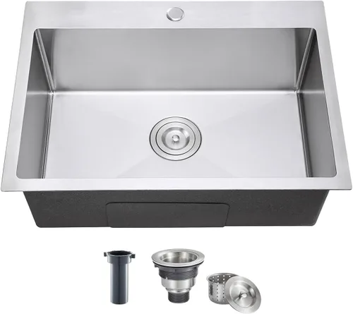 Miniatura 17 de Fregadero empotrable de cocina de 20 pulgadas, TSIBOMU Fregadero de cocina pequeño de acero inoxidable de un solo compartimento níquel cepillado